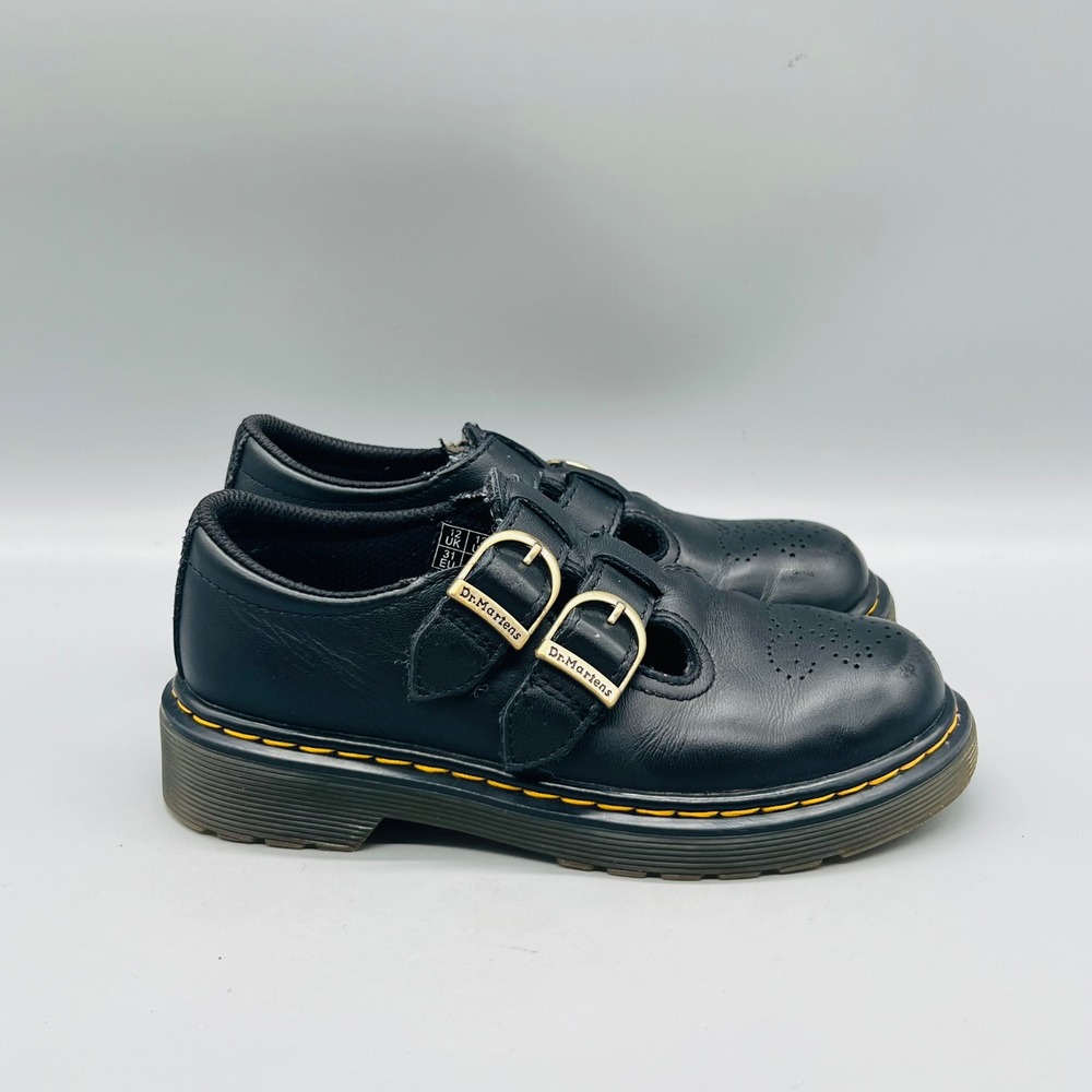 Dr Martens Shoes Girls 13 Black Leather 8065 Mary Jane Double Buckle Brogue